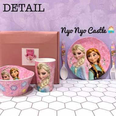Set Peralatan Makan Melamin Bayi Anak Piring Mangkok Gelas Thomas Cars Frozen Pink