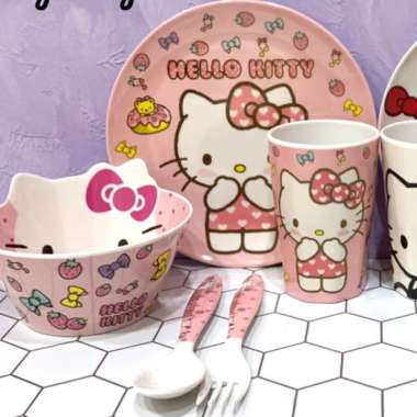 Set Peralatan Makan Melamin Bayi Anak Piring Mangkok Gelas Thomas Cars HK Pink