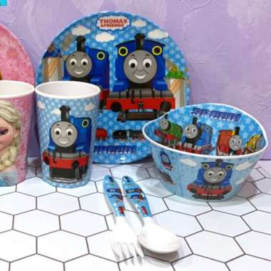 Set Peralatan Makan Melamin Bayi Anak Piring Mangkok Gelas Thomas Cars Thomas