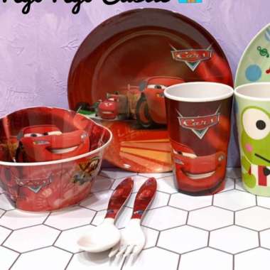 Set Peralatan Makan Melamin Bayi Anak Piring Mangkok Gelas Thomas Cars Cars Mcqueen