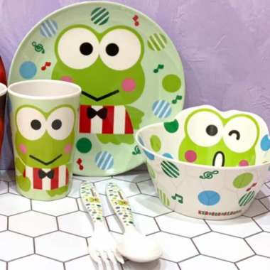Set Peralatan Makan Melamin Bayi Anak Piring Mangkok Gelas Thomas Cars Keroppi
