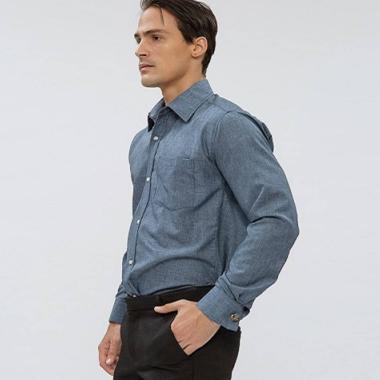 Houseofcuff Slim Fit Cufflinks French Cuff Kemeja Formal Pria S navy pattern