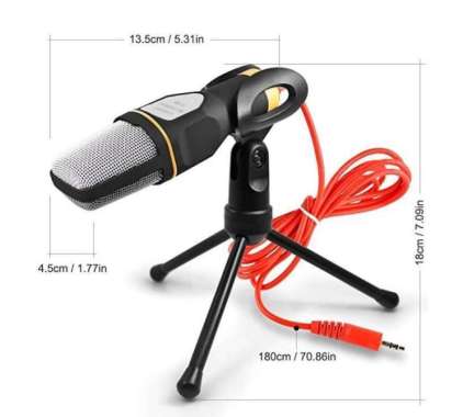 Mikrofon Kondenser Studio dengan Stand tripod Podcast Video YouTube hp Microphone Mount 3.5mm mic