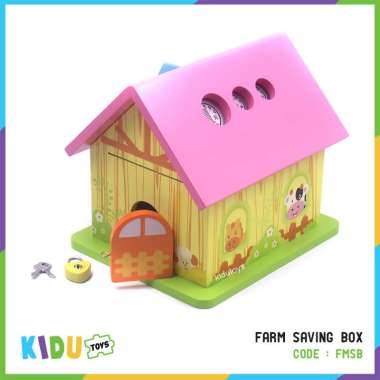 Mainan Anak Rumah Kayu Celengan Kayu / Saving Box Kidu Toys FARM SAVING BOX
