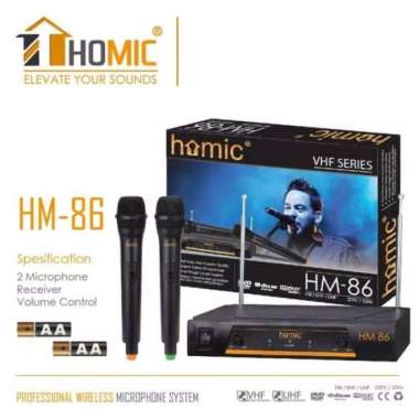 HOMIC HM-86 MICROPHONE MIC DOUBLE WIRELESS + RECEIVER