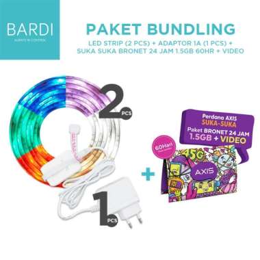 BARDI BUNDLING LED STRIP 2M & ADAPTOR 4M + KARTU AXIS 1.5GB+VIDEO