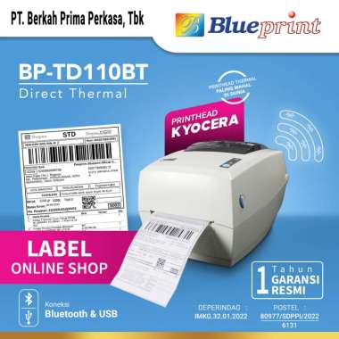 Barcode Printer Thermal Label Resi Pengiriman A6 Blueprint TD110BT ( usb + bluetooth)
