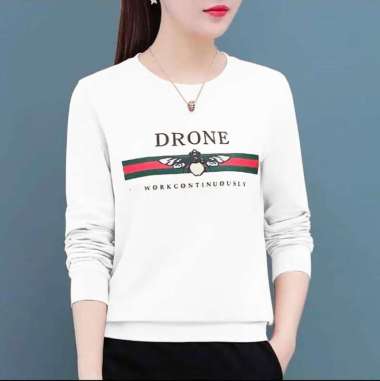 Baju Drone Wanita/Baju Wanita Lengan Panjang/Sweater Wanita Trandy M Putih