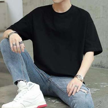 Baju Kaos Polos Pria/Baju Pria Lengan Pendek/Kaos Pria Trandy Hitam XL