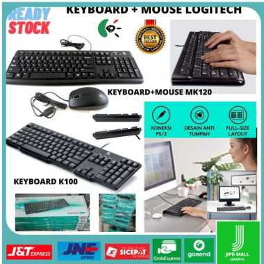 Mouse & Keyboard Komputer Logitech MK120 K100 Keyboard Mouse MK120