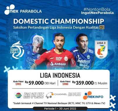 Paket Nex Parabola Paket Liga Indonesia 30 Hari