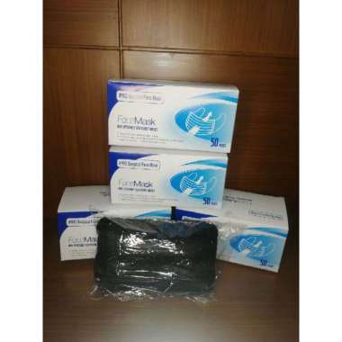 Masker medis We - Care 3 ply Black edition Disposable face mask isi 50 pcs IPro medis Black 50