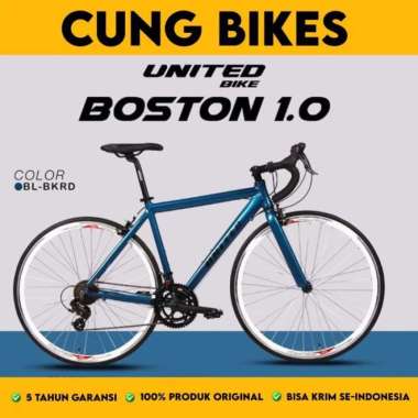 Sepeda Balap Roadbike United Boston 700C Frame Alloy Garansi 5 Tahun Biru