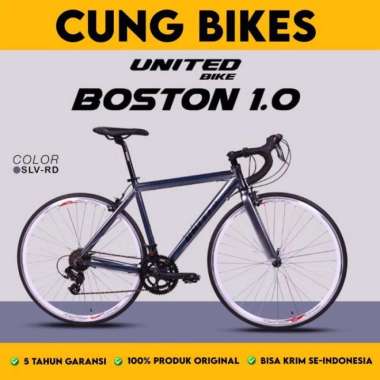 Sepeda Balap Roadbike United Boston 700C Frame Alloy Garansi 5 Tahun Silver