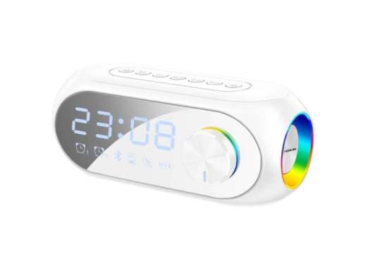 SPEAKER BLUETOOTH YS-702 ALARM CLOCK NIGHT LIGHT STAND LED DISPLAY - Putih Putih