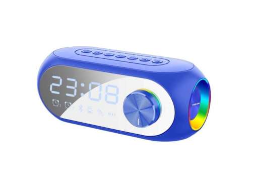 SPEAKER BLUETOOTH YS-702 ALARM CLOCK NIGHT LIGHT STAND LED DISPLAY - Putih Biru
