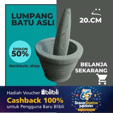 Lumpang Batu Asli 20 cm Free Tumbukan