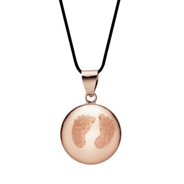 Cache Coeur Maternity Bolas Bola Baby Feet Diamond Powder Feet Rose Gold Plated Bola With Black Cord