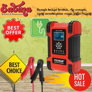 Charger Aki Accu Portable 12-24V 12A 200Ah 105W Lcd Automatic Repair