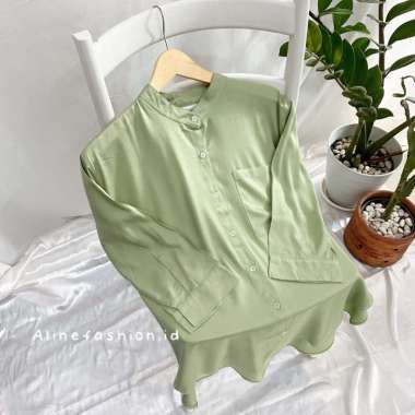 Aline - Jane Shirt - Kemeja Basic Shanghai - Rayon Twill Shirt Green Tea