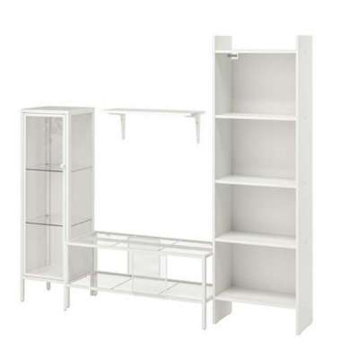 Set Furniture Meja Tv,Rak Buku,Rak Kaca Dan Ambalan Dinding _Putih