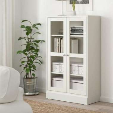 Rak Lemari HV Kabinet Kaca Bening Minimalis Kokoh 81x37x134cm _Putih