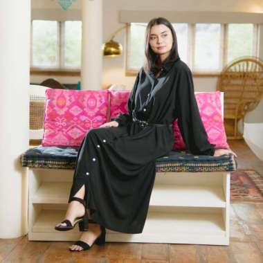Anaya Maxi Dress Jet Black - Rayon Premium Nyaman Hitam