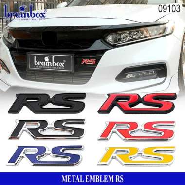 Emblem Besi Logo RS Road Sailing Metal Logo Tempelan Body Mobil Racing Sport Black