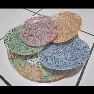 (Brighton) Colourful Mix Decor Plate Set Flower Bunga Piring Multicolor 5 Pcs