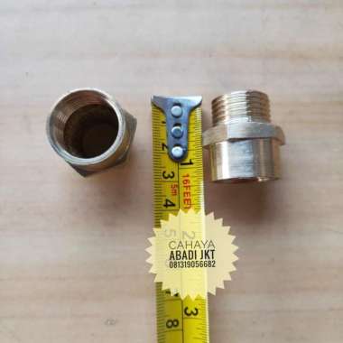SOK DRAT DALAM 1/2" X SOK DRAT LUAR 1/2" PENDEK KUNINGAN