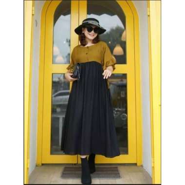 Farah Chibi Dress Wanita Jumbo Rayon Premium Baju Wanita Lengan Pendek Pakaian Batik Kekinian LD 115