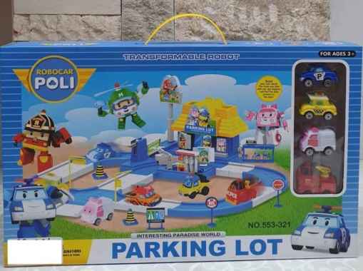 MAINAN ROBOCAR POLI TRANSFORMER ROBOT SERIES PARKING LOT