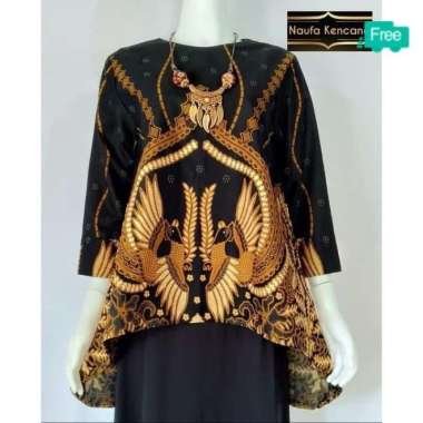 BATIK SOLO BLUR WANITA - KERJA- NAUFAKENCANA - Hitam JUMBO