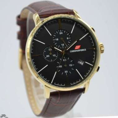 CHRONOFORCE CF 5283MG - Jam Tangan Pria Kulit Original - Brown Black