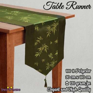 Tren-D-home Taplak Meja Makan Ruang Tamu Table Runner Satin 30 cm x 180 cm PTS-01 - NMs Green