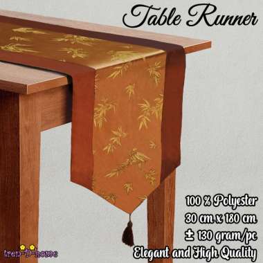 Tren-D-home Taplak Meja Makan Ruang Tamu Table Runner Satin 30 cm x 180 cm PTS-01 - NMs Brown