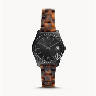 FOSSIL Scarlette Mini Tortoise Acetate Strap Original Jam Tangan Wanita BLACK BROWN