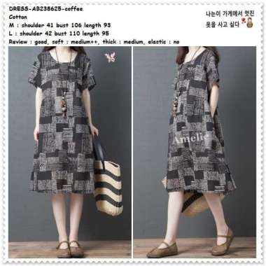 AB238625 Casual Midi Mini Dress Santai Katun Wanita Korea Import