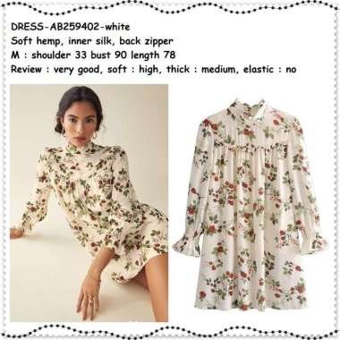 AB259402 Mini Dress Bunga Lengan Panjang Wanita Korea Import Tunik