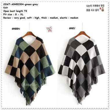 AB452304 Baju Outer Cape Cardigan Rajut Wanita Korea Import Tunik