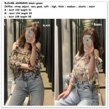 AB456540 Baju Atasan Bunga Sabrina Wanita Crop Top Blouse Korea Import