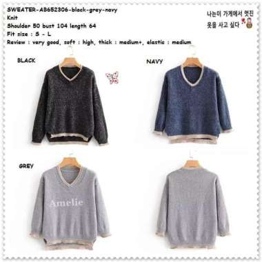 AB652306 Baju Atasan Outer Knit Sweater Rajut Wanita Korea Import