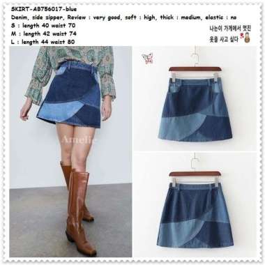 AB756017 Rok Mini Skirt Denim Jeans Wanita Korea Import