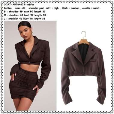 AB764673 Crop Cardigan Kardigan Blazer Blezer Wanita Korea Import