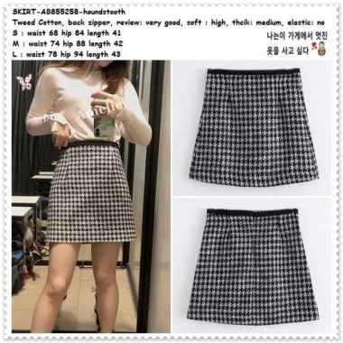AB855258 Rok Span Mini Skirt Rok Kotak Houndstooth Korea Import