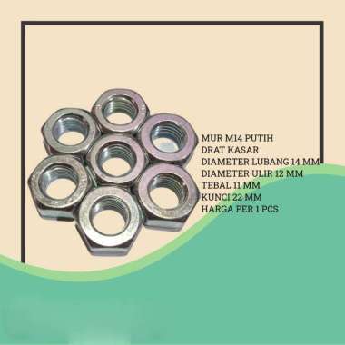 MUR M14 MUR 14MM PUTIH DRAT KASAR KUNCI 22 MM
