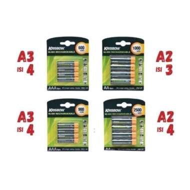Krisbow Rechargeable baterai/batre AA/AAA isi 4 - KRISBOW, AAA 600 AAA 600