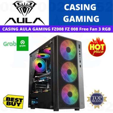 Casing PC Gaming Case AULA FZ008 FZ 008 Free 3 Fan RGB