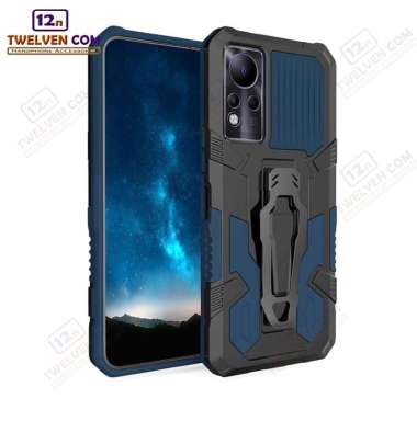 Case Shockproof Infinix Note 11 Armor Hardcase Stand Clip Warna Biru