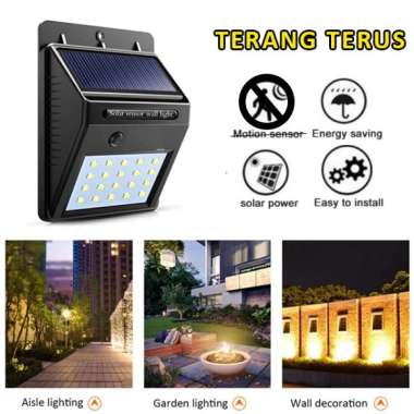 LAMPU SOLAR OUTDOOR LAMPU TAMAN TEMBOK SOLAR NO SENSOR MENYALA TERUS
